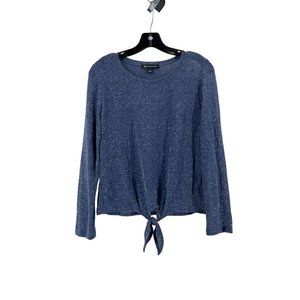 INC International Concepts Women's Metallic Blue Knit Tied Crop Shirt Top Size M